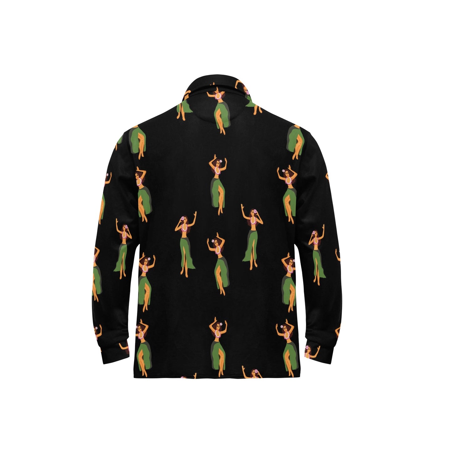 Hula Dancers Girl Pattern Print Design 01 Long Sleeve Polo Shirt For Men's