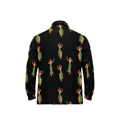 Hula Dancers Girl Pattern Print Design 01 Long Sleeve Polo Shirt For Men's