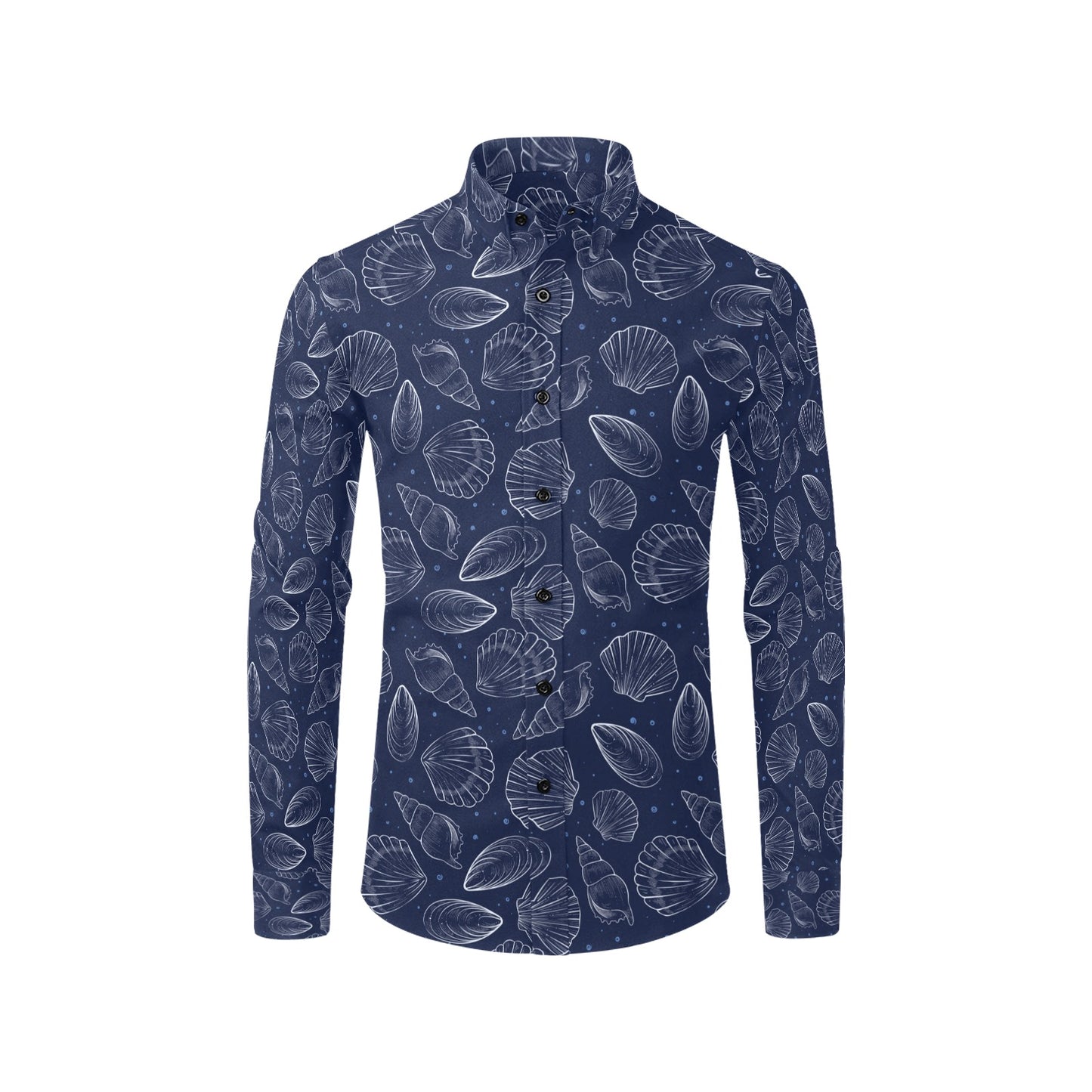 Seashell Print Design LKS3011 Men's Long Sleeve Dress Shirt