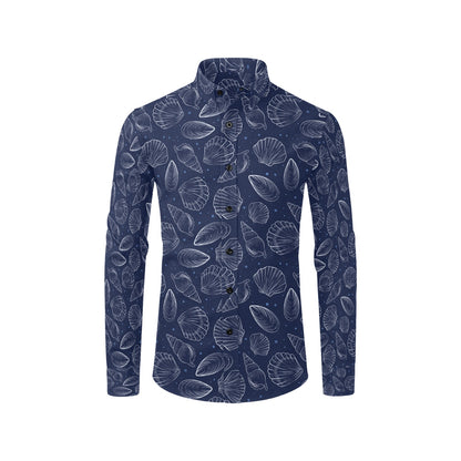 Seashell Print Design LKS3011 Men's Long Sleeve Dress Shirt
