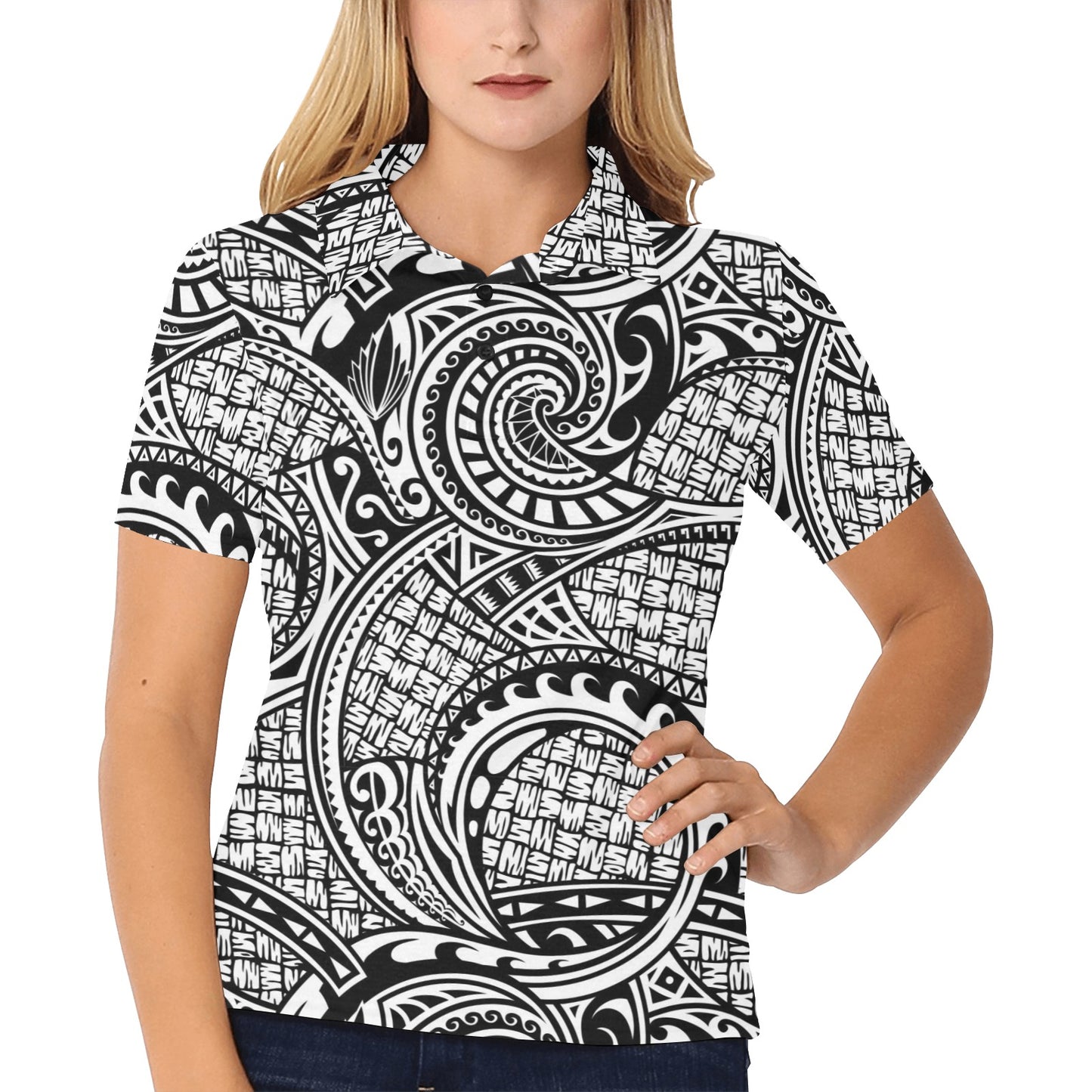 Polynesian Tribal Pattern Women's Polo Shirt