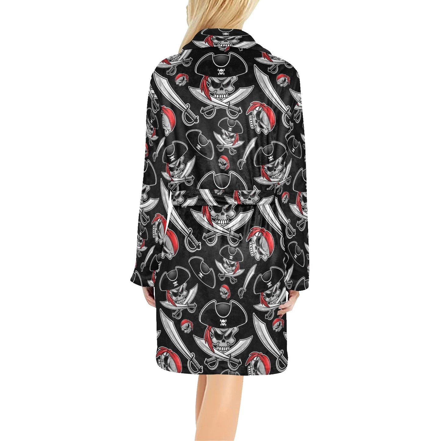 Pirate Pattern Print Design A05 Women's Fleece Robe