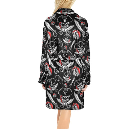 Pirate Pattern Print Design A05 Women's Fleece Robe