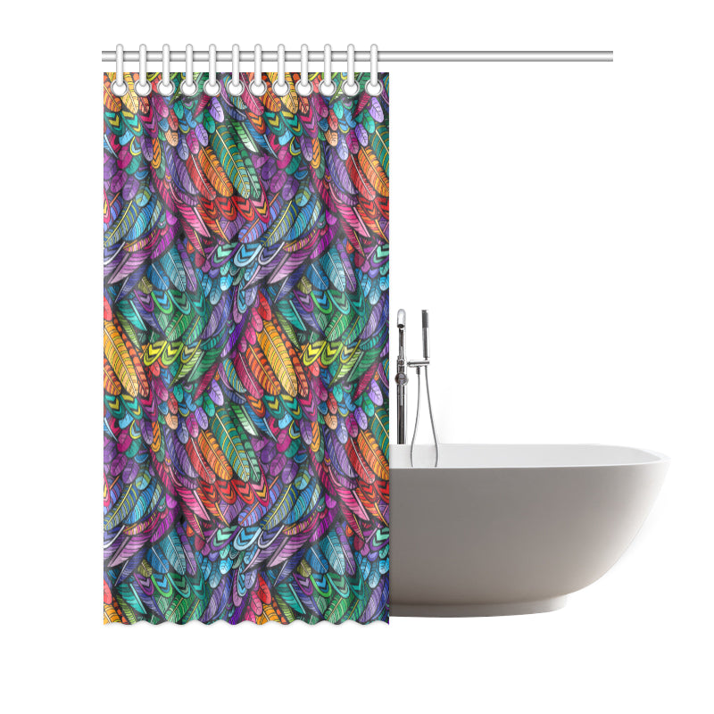 Feather Multicolor Design Print Shower Curtain