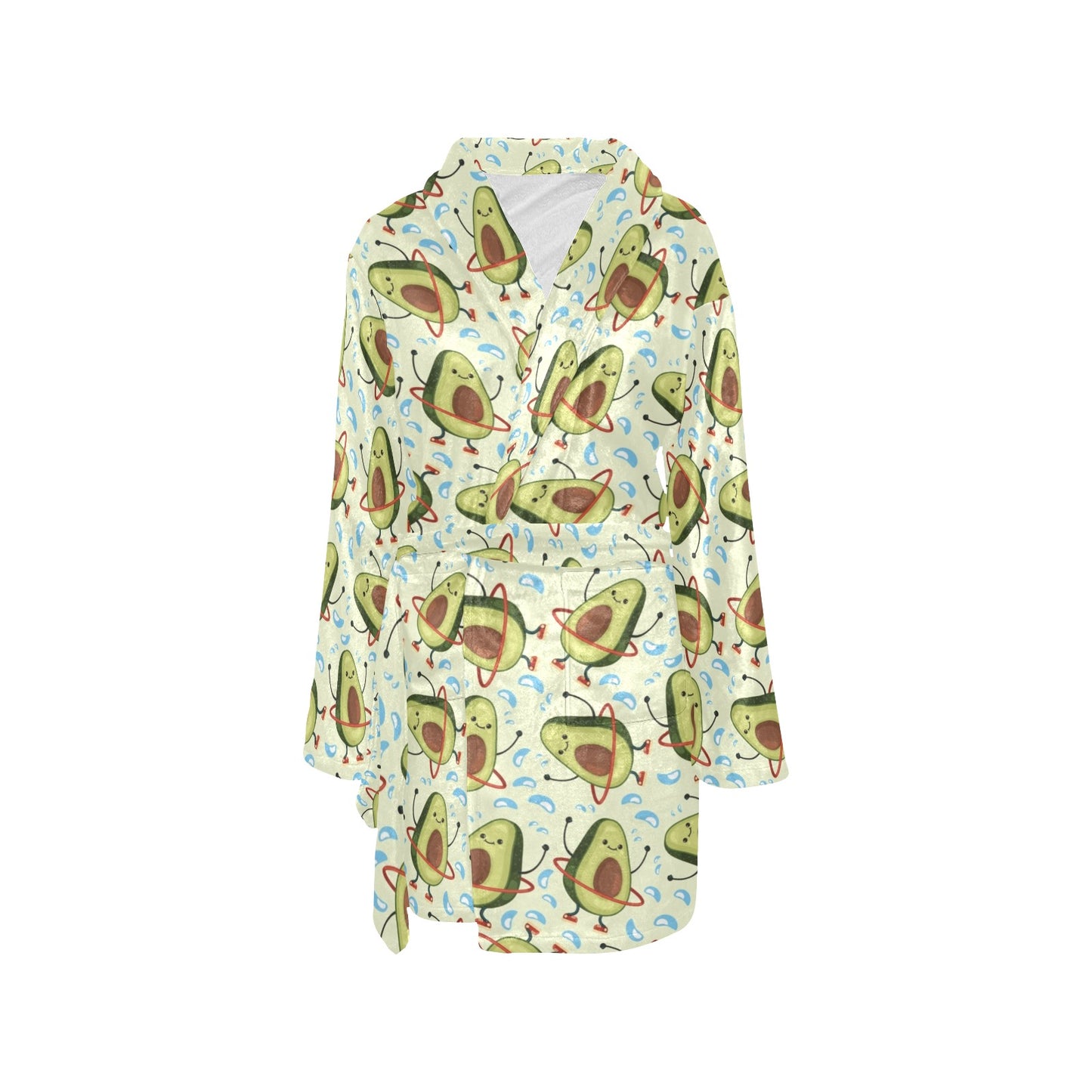 Avocado Pattern Print Design AC02 Women's Fleece Robe