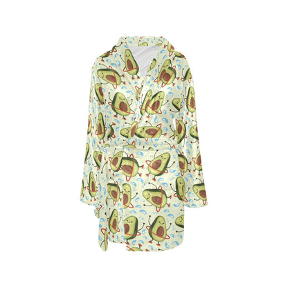 Avocado Pattern Print Design AC02 Women's Fleece Robe