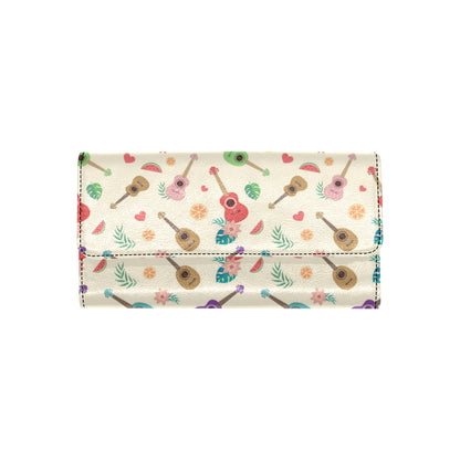 Ukulele Pattern Print Design 01 Women's Trifold Wallet