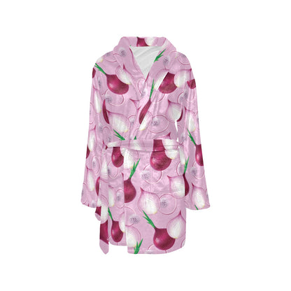 Onion Pattern Print Design A01 Women's Fleece Robe
