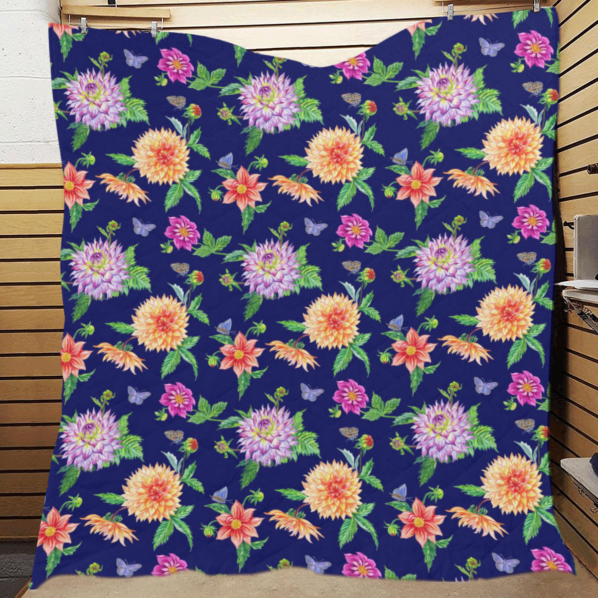 Dahlia Pattern Print Design DH010 Premium Quilt