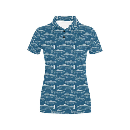 Salmon Fish Print Design LKS301 Women's Polo Shirt