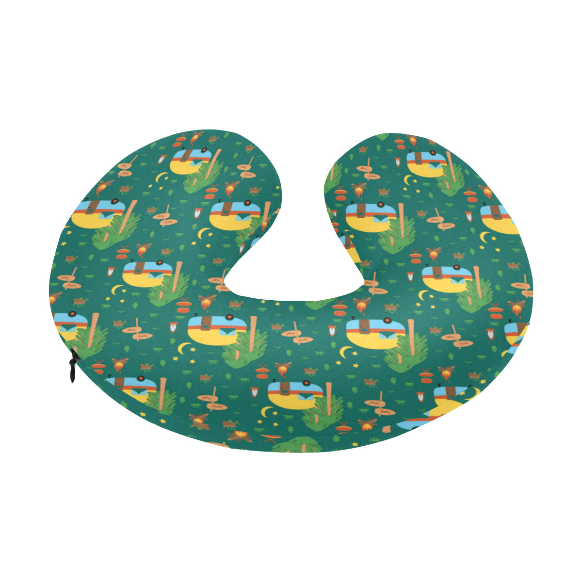 Camping Camper Pattern Print Design 06 U-Shaped Travel Neck Pillow