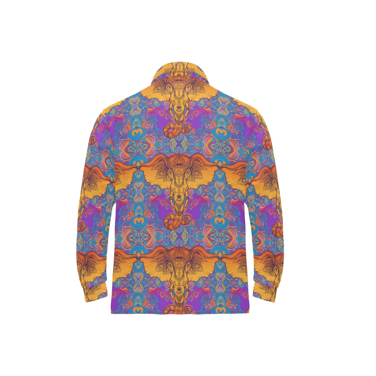 Gold Elephant Indian Long Sleeve Polo Shirt For Men's
