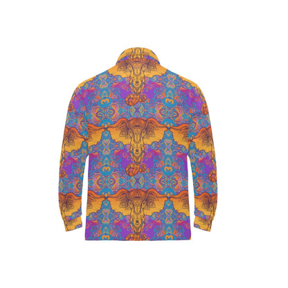 Gold Elephant Indian Long Sleeve Polo Shirt For Men's
