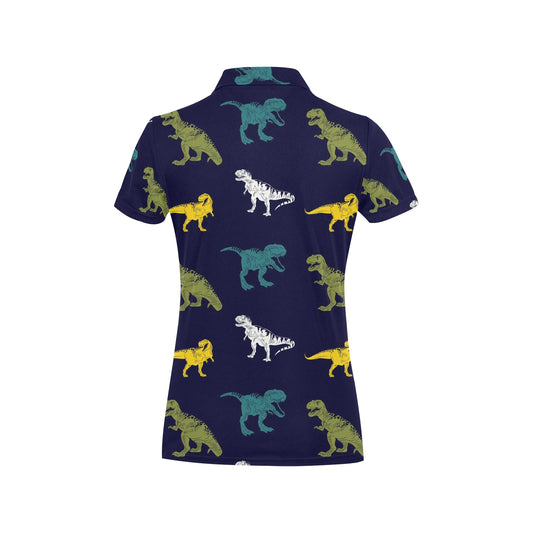 T Rex Pattern Print Design A07 Women's Polo Shirt