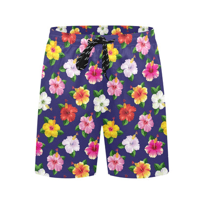Hibiscus Colorful Print Design LKS301 Men's Swim Trunks Beach Shorts