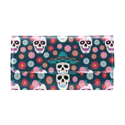 Sugar Skull Print Design LKS308 Women's Trifold Wallet