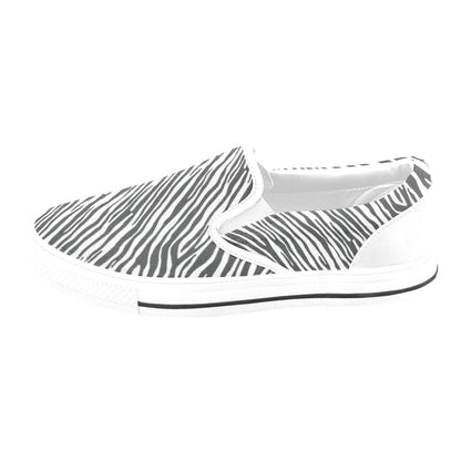 Zebra Classic Print Design LKS302 White Slip Ons Canvas Women's Shoes