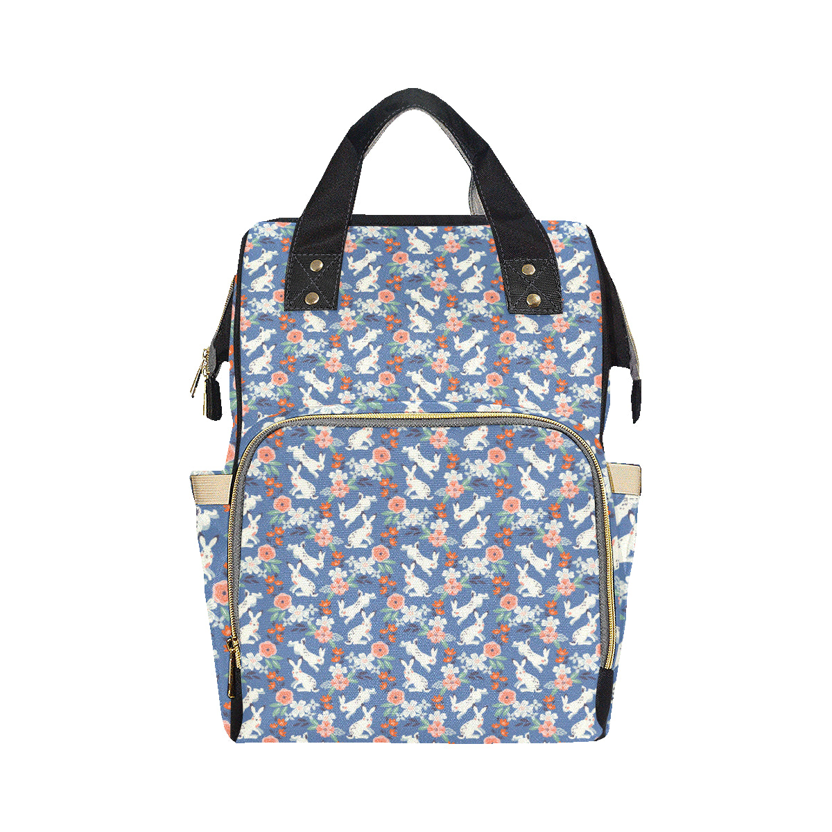 Bunny Pattern Print Design 07 Diaper Bag Backpack