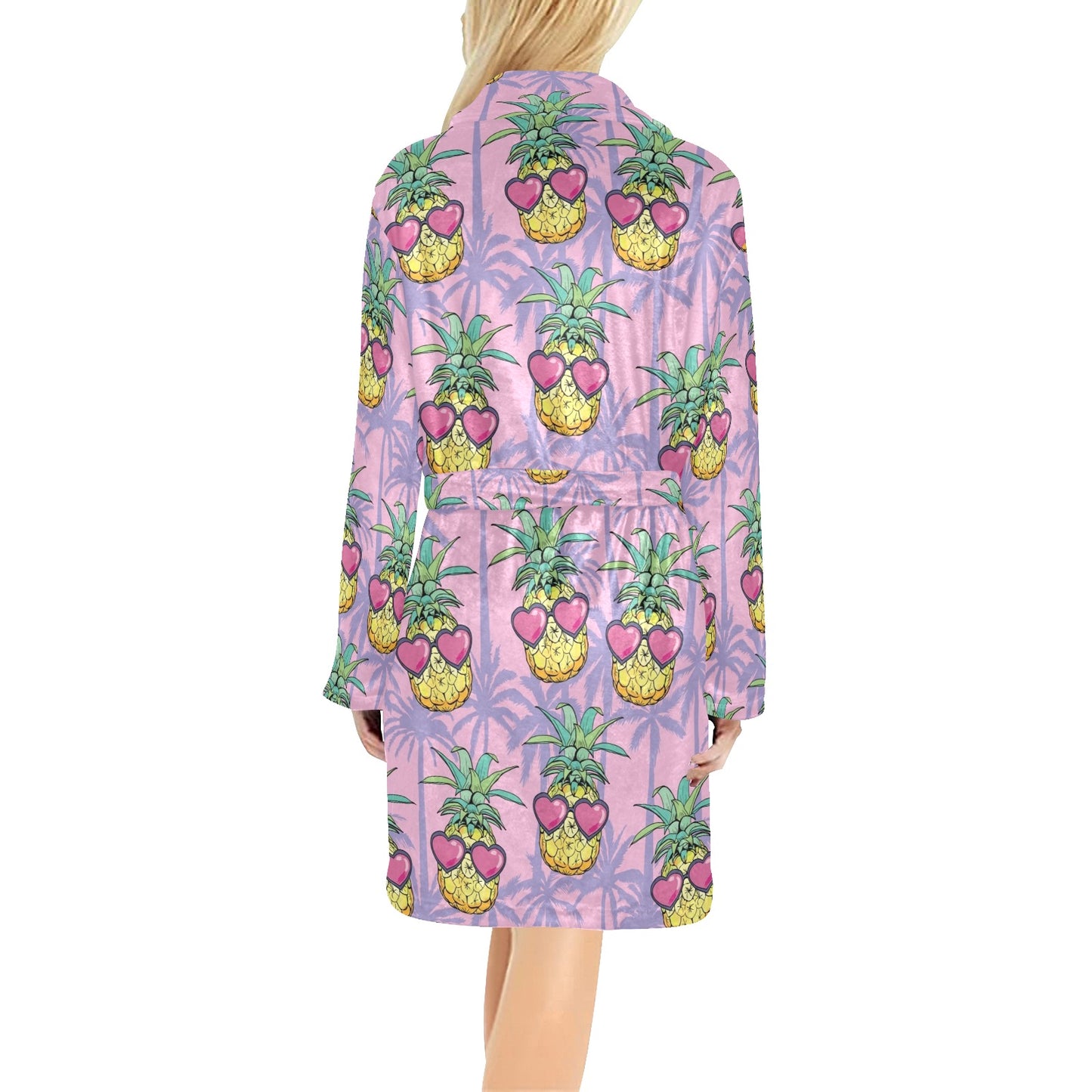 Pineapple Pattern Print Design PP06 Women's Fleece Robe