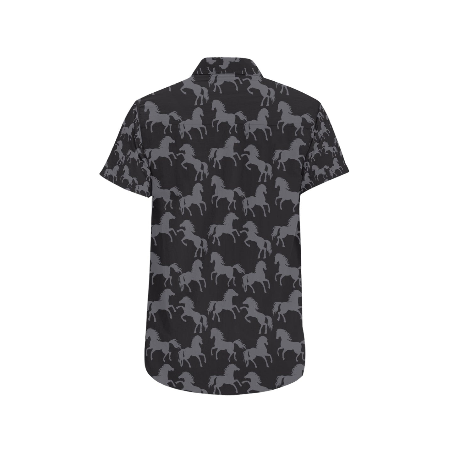 Horse Print Design LKS305 Men Short Sleeve Button Up Shirt