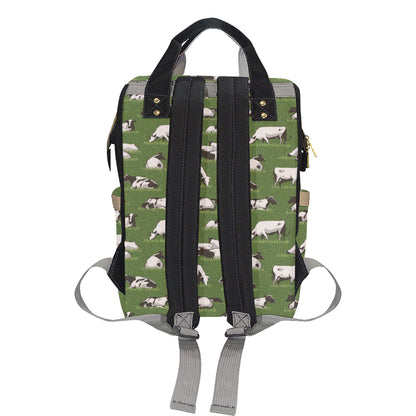 Cow on Grass Print Pattern Diaper Bag Backpack