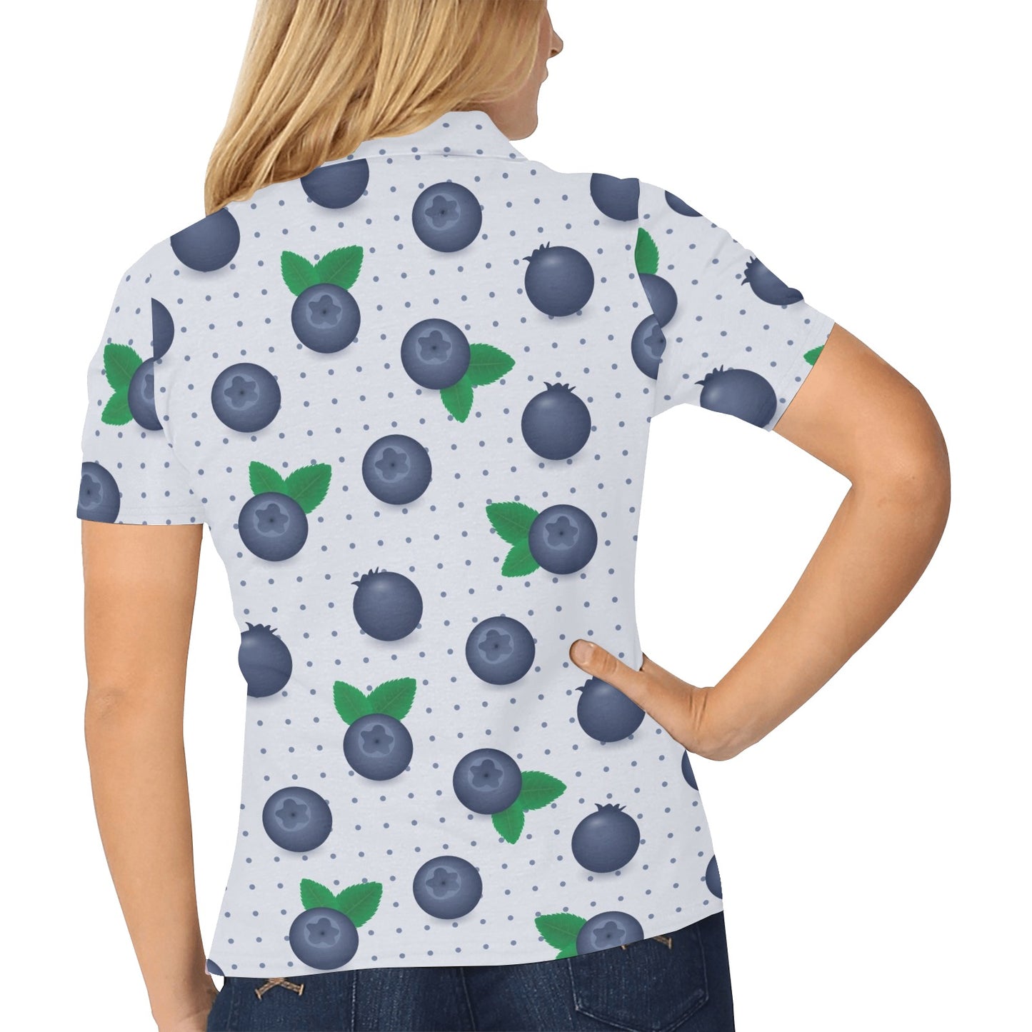 Blueberry Pattern Print Design BB02 Women's Polo Shirt