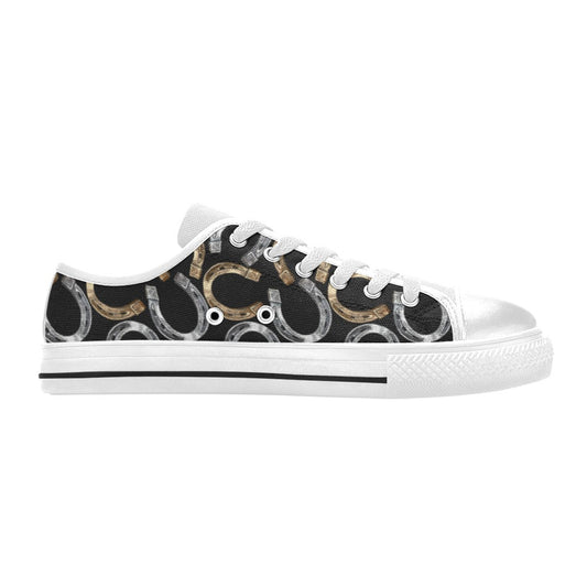 Horseshoe Print Design LKS305 Women's White Low Top Shoes