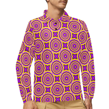 Optical illusion Expansion Long Sleeve Polo Shirt For Men's