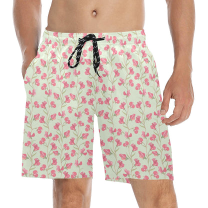 Sweet Pea Print Design LKS301 Men's Swim Trunks Beach Shorts