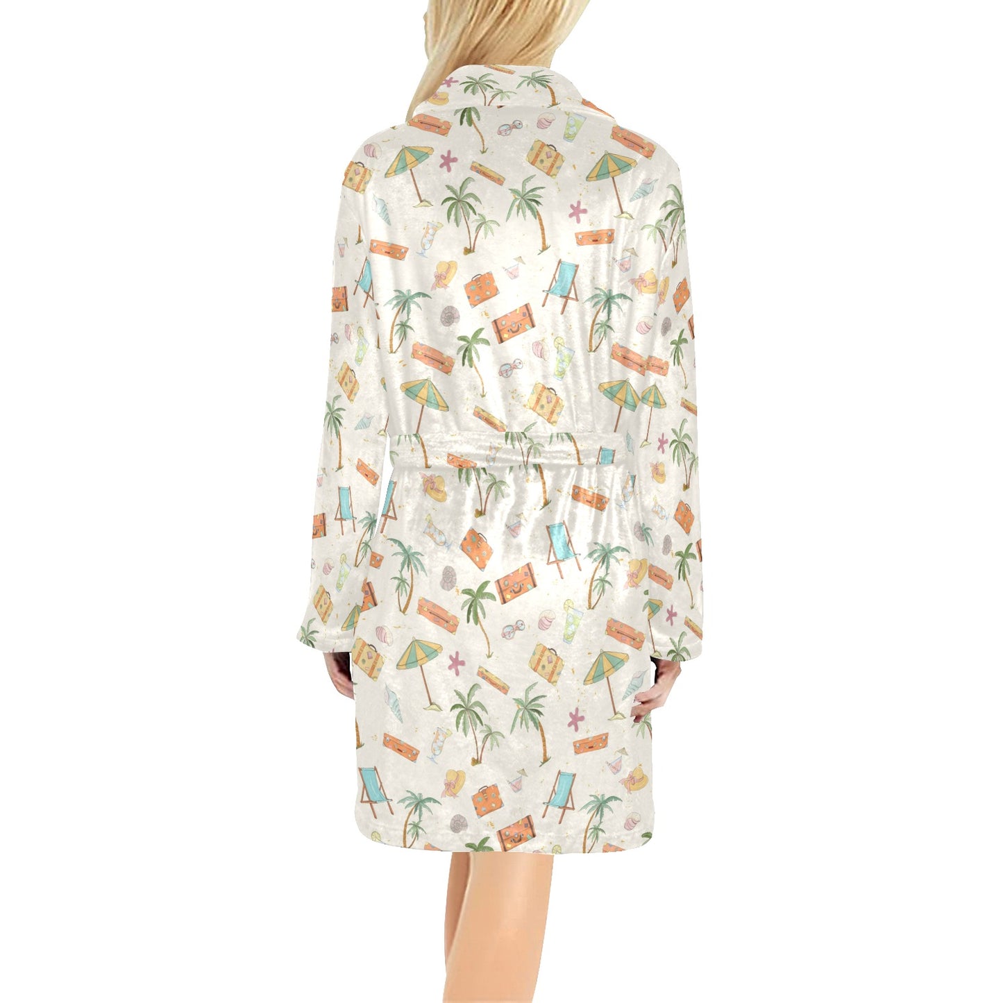 Beach Themed Pattern Print Design 05 Women's Fleece Robe