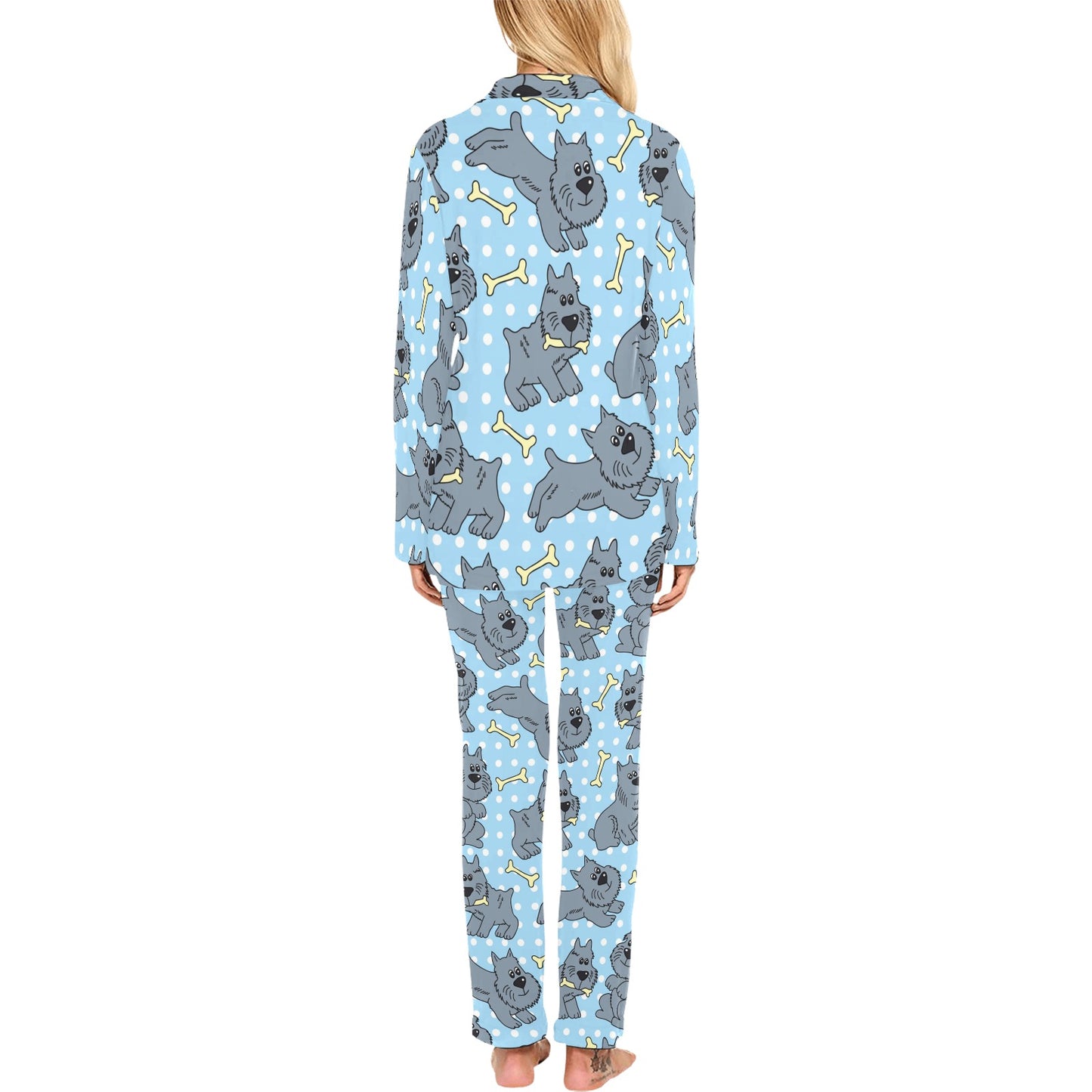 Schnauzers Pattern Print Design A02 Women's Long Pajama Set