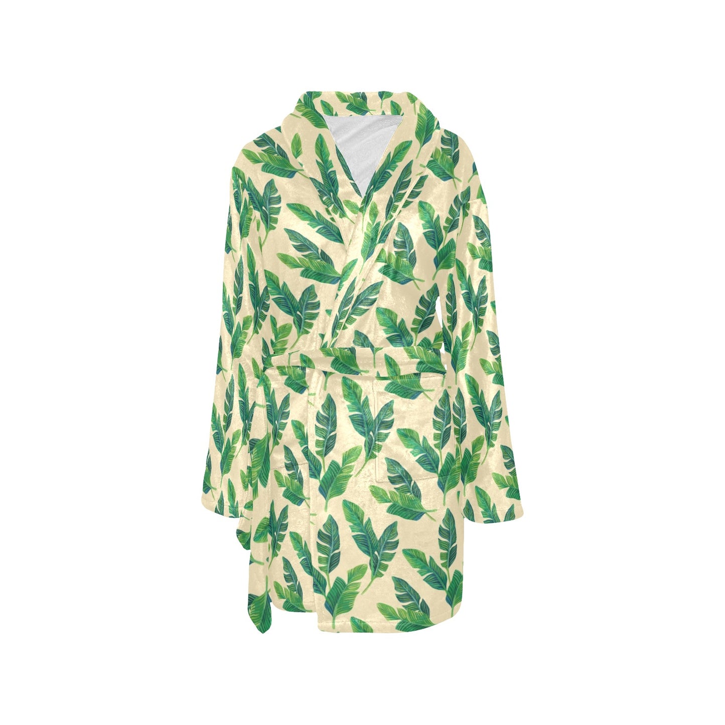 Banana Leaf Pattern Print Design 01 Women's Fleece Robe