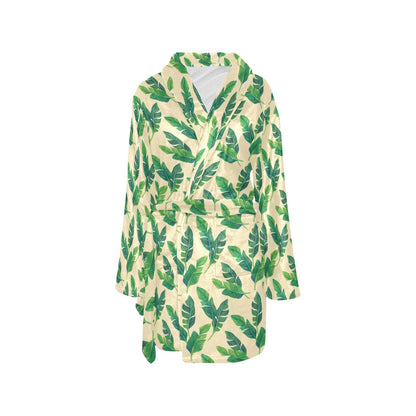 Banana Leaf Pattern Print Design 01 Women's Fleece Robe