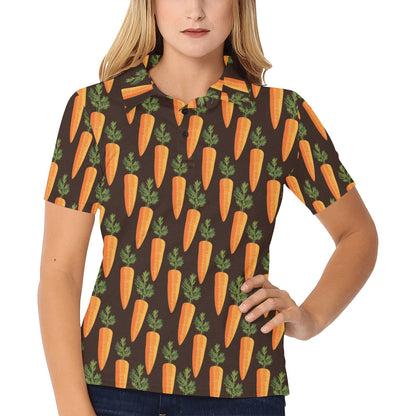 Carrot Pattern Print Design 06 Women's Polo Shirt