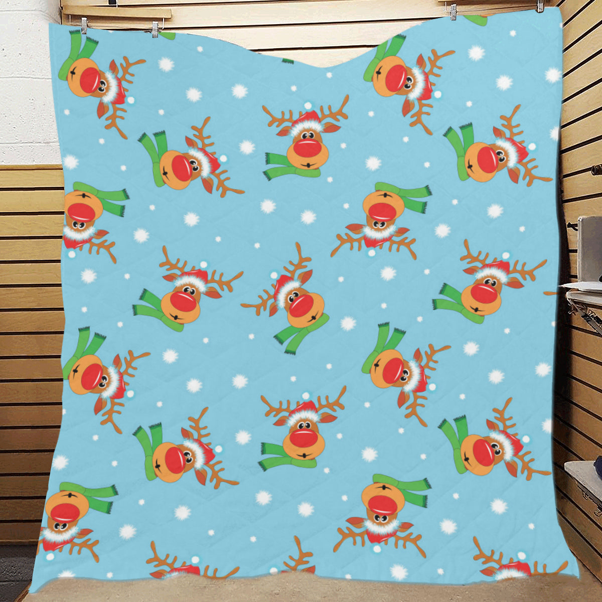 Reindeer cute Pattern Print Design 02 Premium Quilt