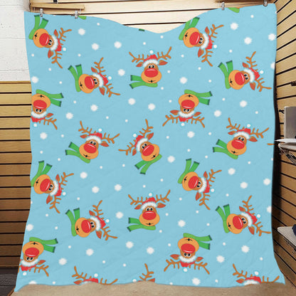 Reindeer cute Pattern Print Design 02 Premium Quilt