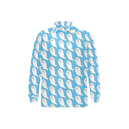 Sea Lion Print Design LKS402 Long Sleeve Polo Shirt For Men's