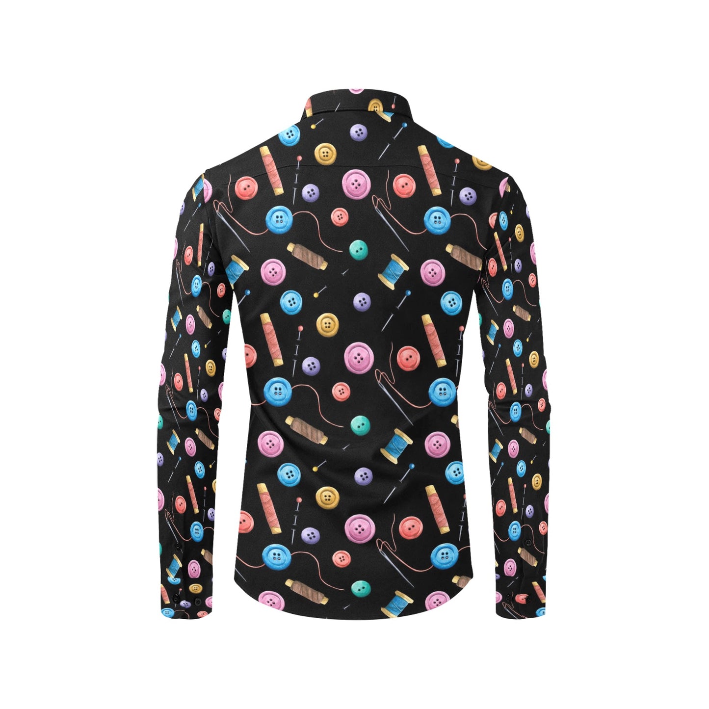 Sewing Print Design LKS309 Men's Long Sleeve Dress Shirt