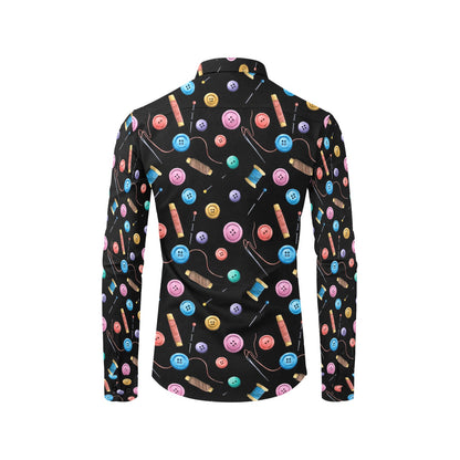 Sewing Print Design LKS309 Men's Long Sleeve Dress Shirt