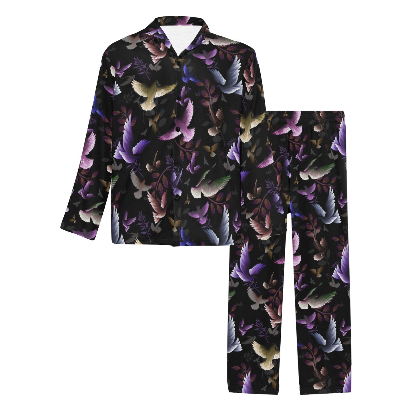 Pigeon Pattern Print Design 01 Men's Long Pajama Set