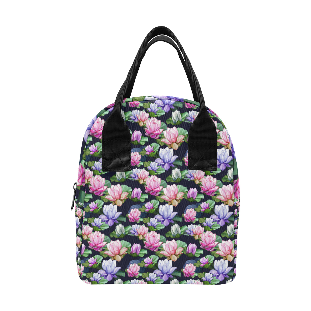 Lotus Flower Print Design Insulated Lunch Bag