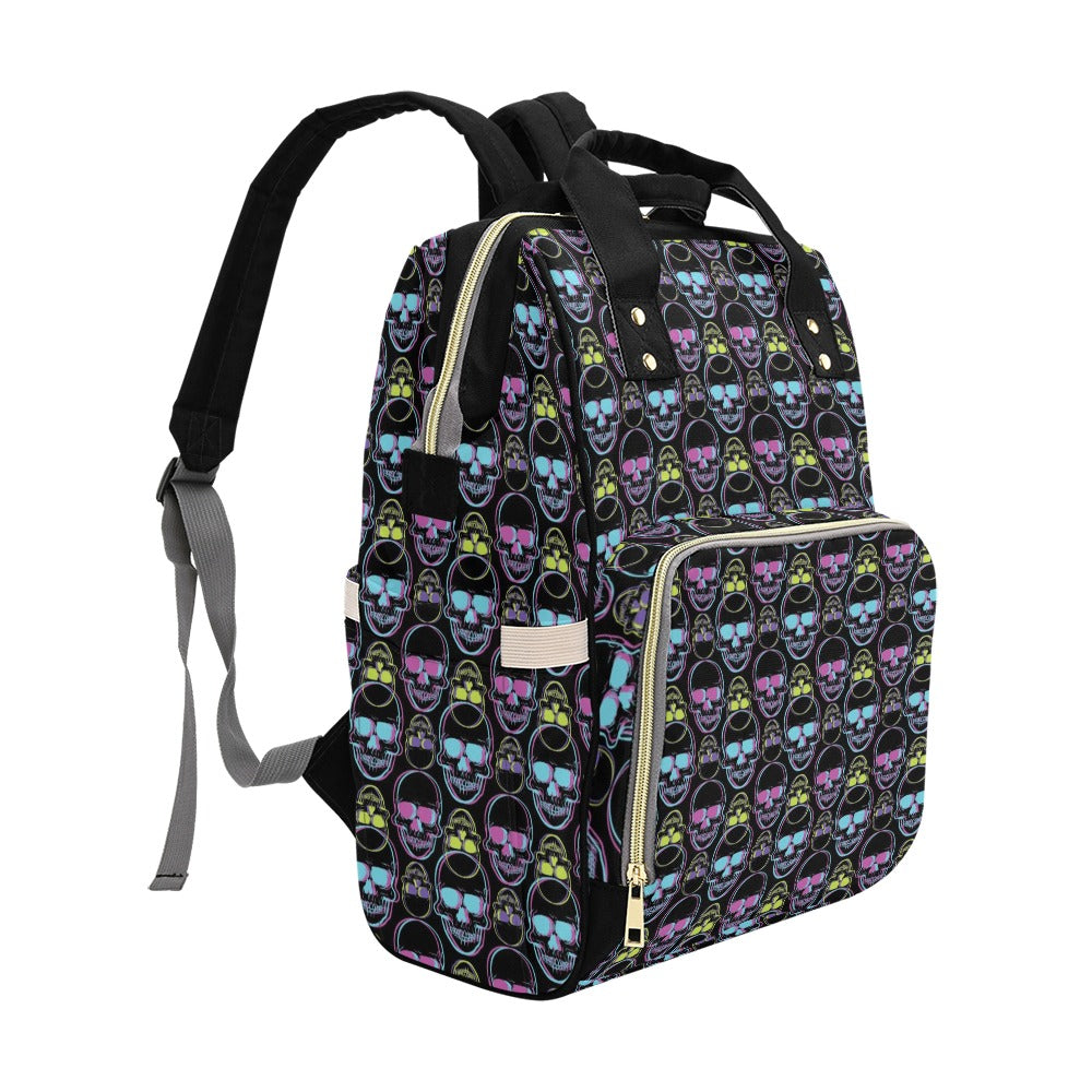Skull 3D Colorful Print Design LKS309 Diaper Bag Backpack