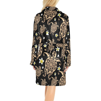 Turtle Polynesian Tribal Hawaiian Women's Fleece Robe