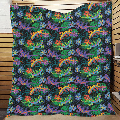 Gecko Colorful Pattern Print Design 01 Premium Quilt