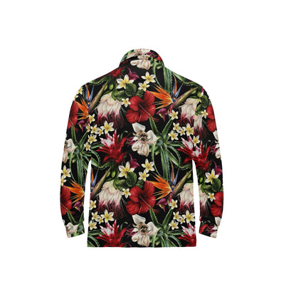 Summer Floral Pattern Print Design SF03 Long Sleeve Polo Shirt For Men's