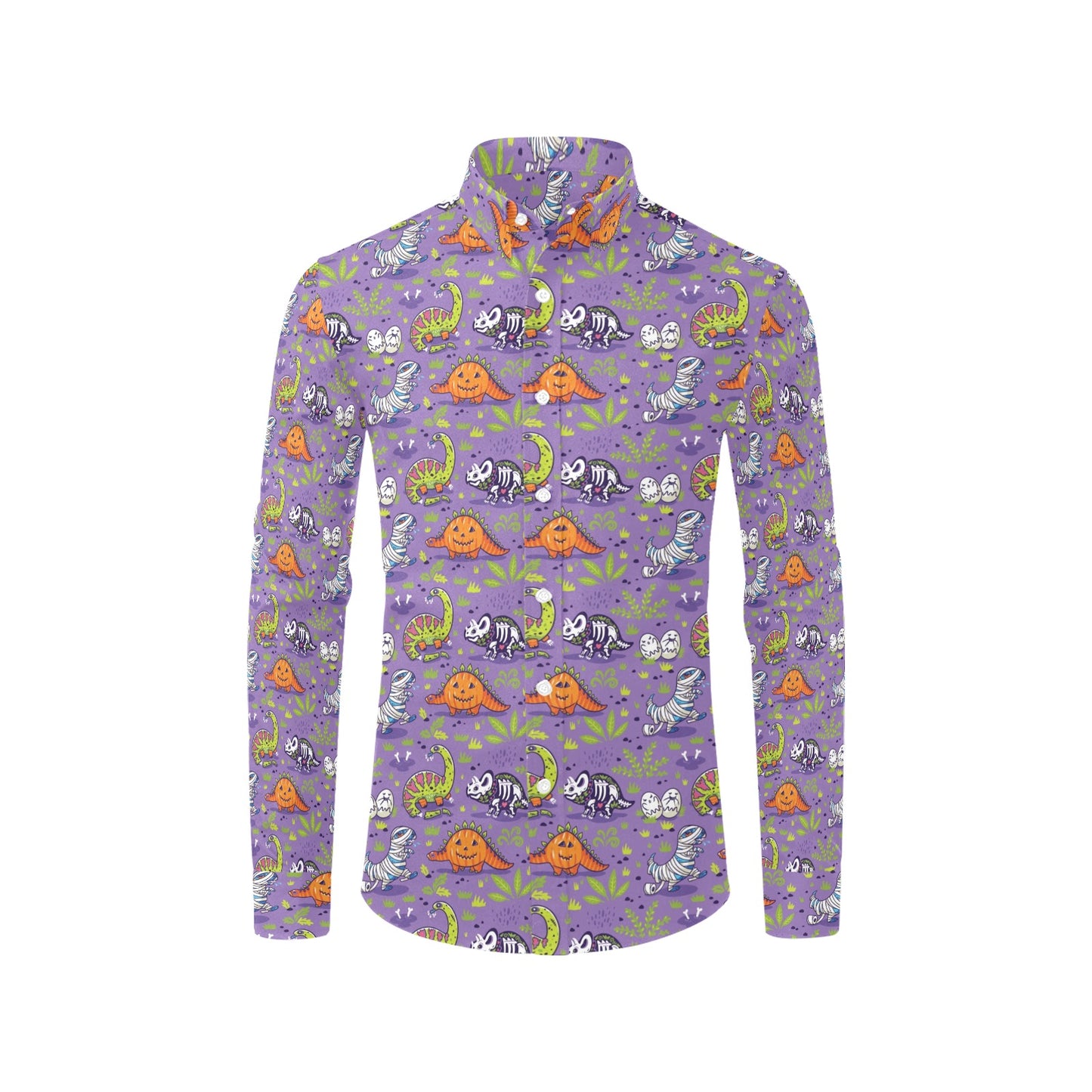 Zombie Dinosaur Print Design LKS302 Men's Long Sleeve Dress Shirt