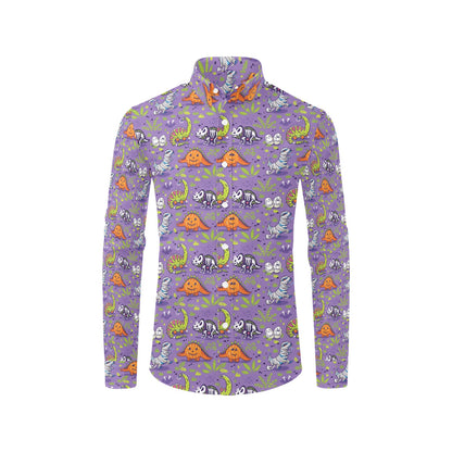 Zombie Dinosaur Print Design LKS302 Men's Long Sleeve Dress Shirt