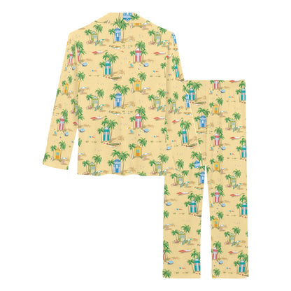 Beach Themed Pattern Print Design 01 Women's Long Pajama Set