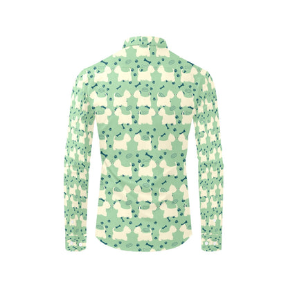 Scottish Terriers Print Design LKS302 Men's Long Sleeve Dress Shirt