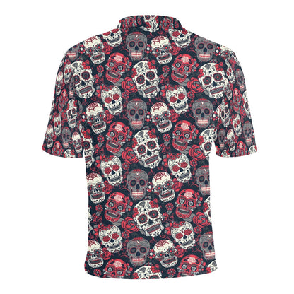 Sugar Skull Print Design LKS303 Men Polo Shirt
